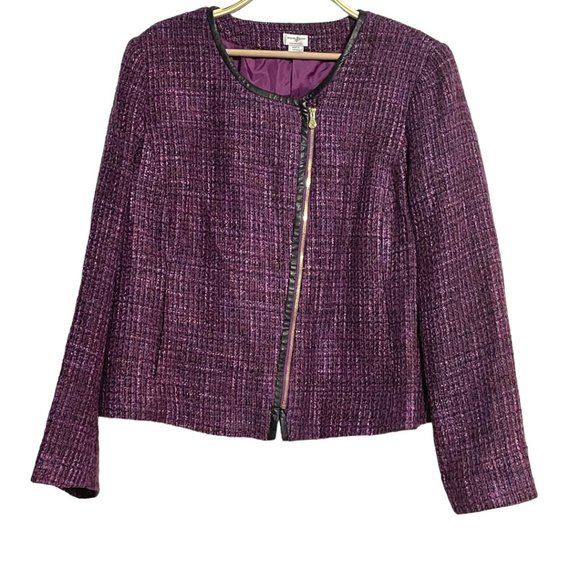 Jaclyn Smith Jackets & Blazers - Jaclyn Smith Collection Purple Tweed Blazer Moto Jacket